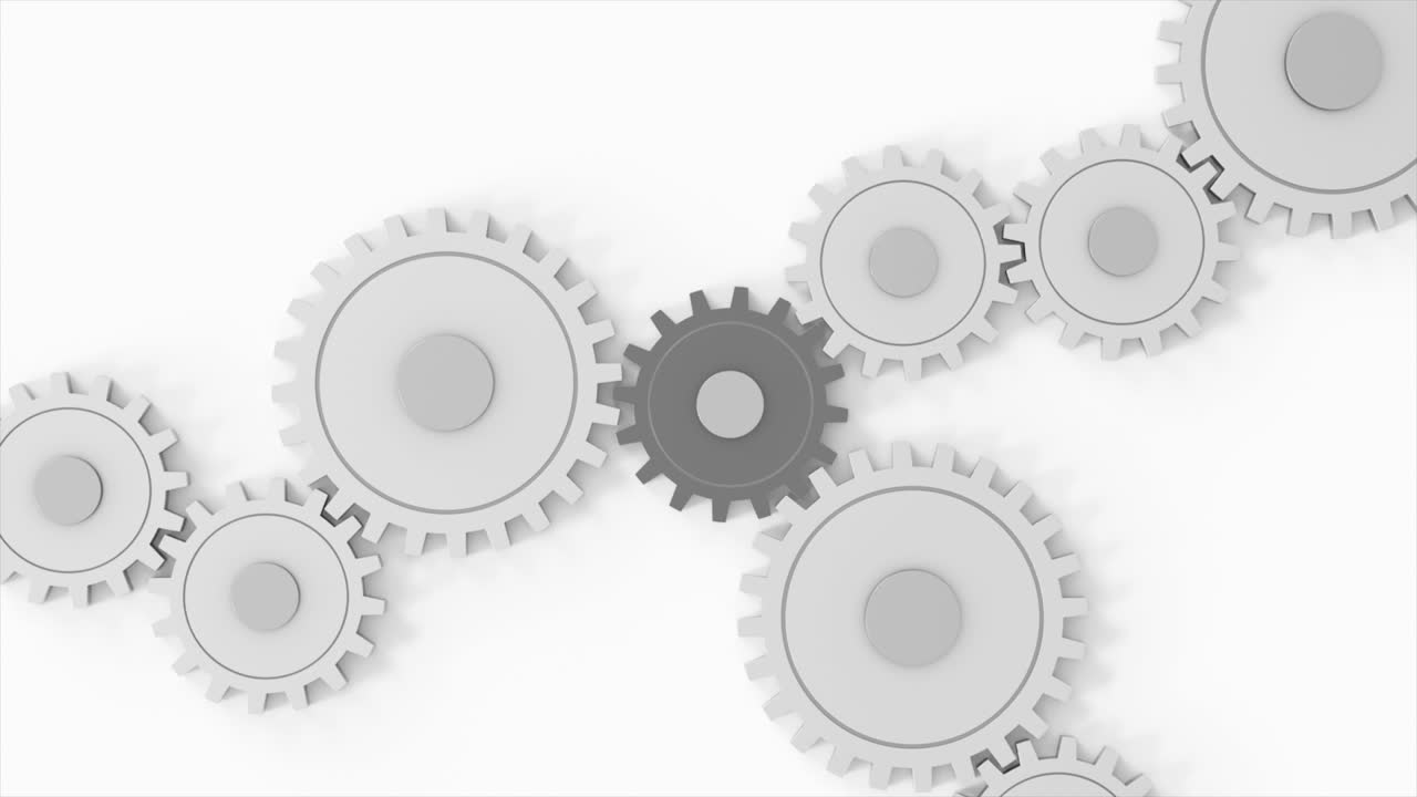 video de fondo industrial con engranajes. animación en 3d.