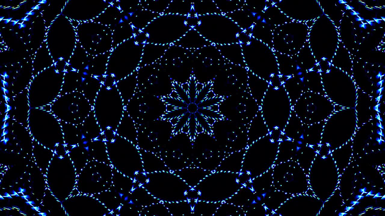 빛나는 밝은 선은 파란 파동 움직임을 설정, 다채로운, 검은 바탕에