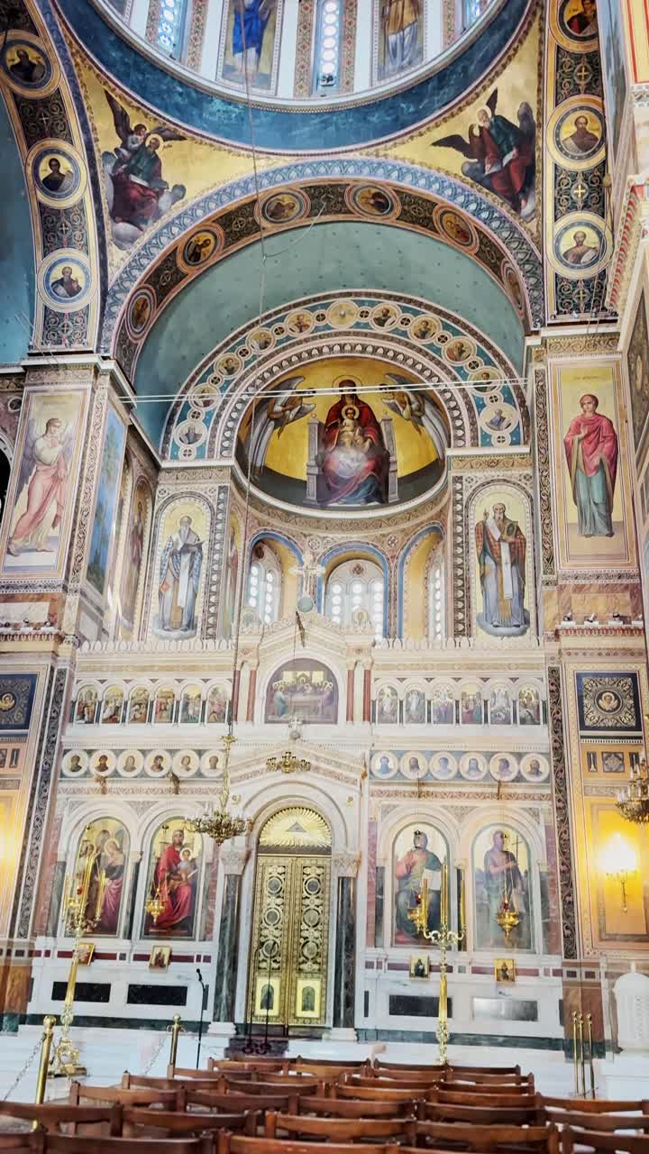 Empty Pews in a Grand Greek Orthodox Cathedral