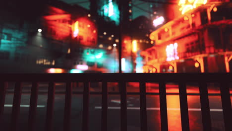 neon city night blurred view