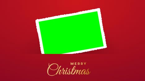 feliz navidad con foto, marco en blanco. plantilla animada para invitación o saludo con imagen o video para insertar, clave de croma verde.