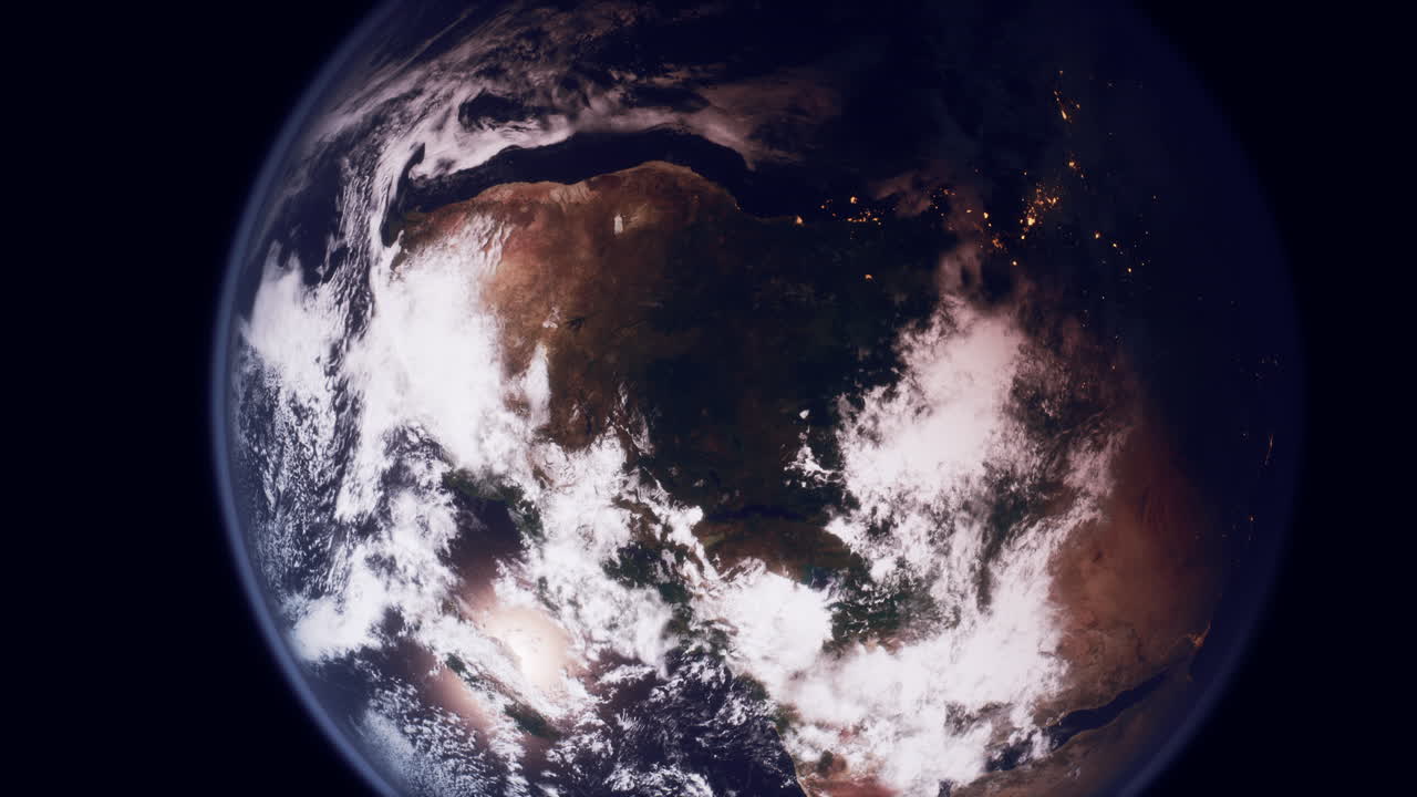 planeta tierra visto desde el espacio por la noche mostrando las luces de los países