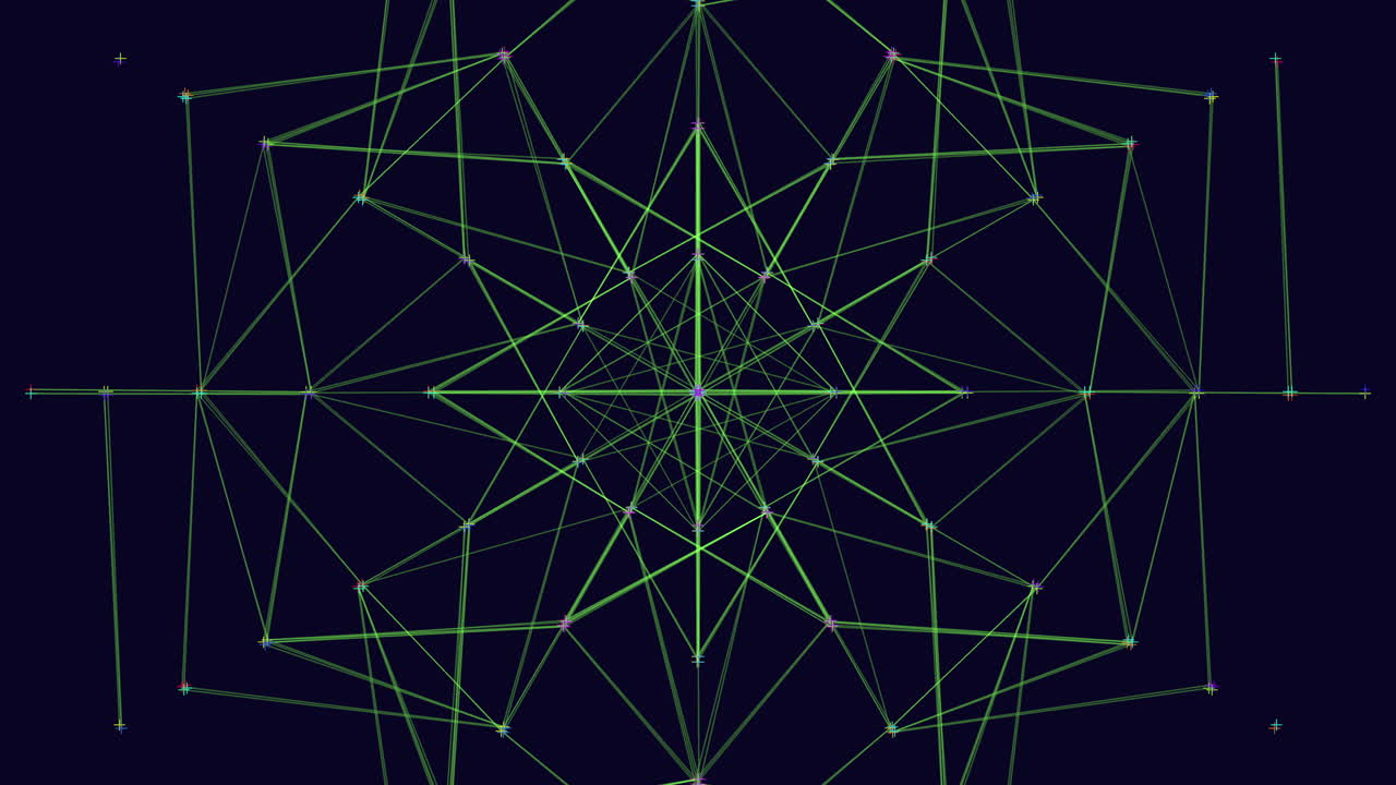 red verde brillante de líneas y puntos iluminados en la oscuridad