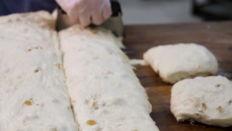 preparing bread dough