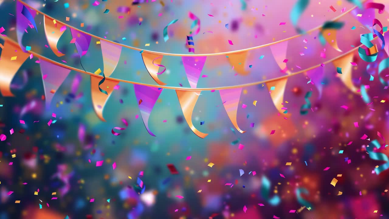 Festive Celebration with Confetti and Decorations