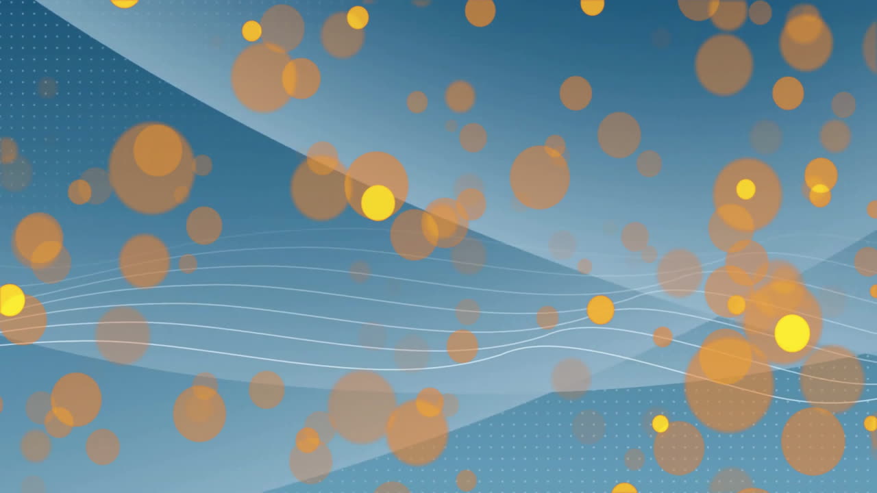 파란색 배경 위에 움직이는 반이는 빛 점의 애니메이션