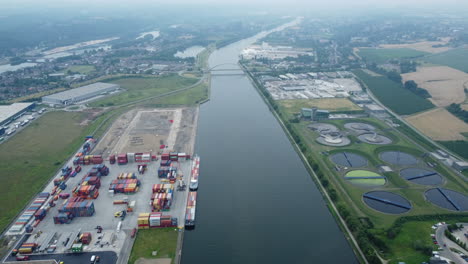 canal port and industrial area aerial view