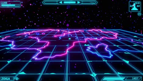 interfaz de mapa retro futurista