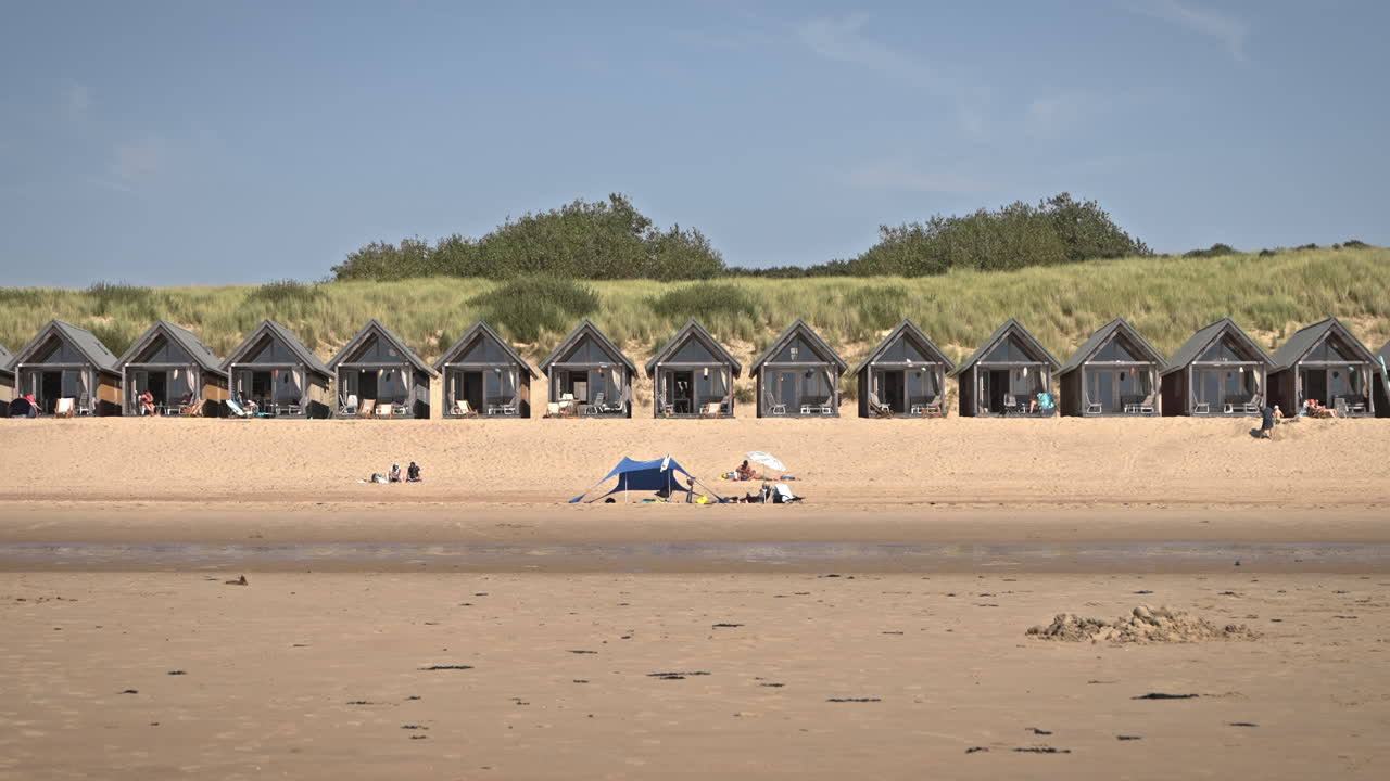 Lined huts at the beach of Vlissingen Netherlands