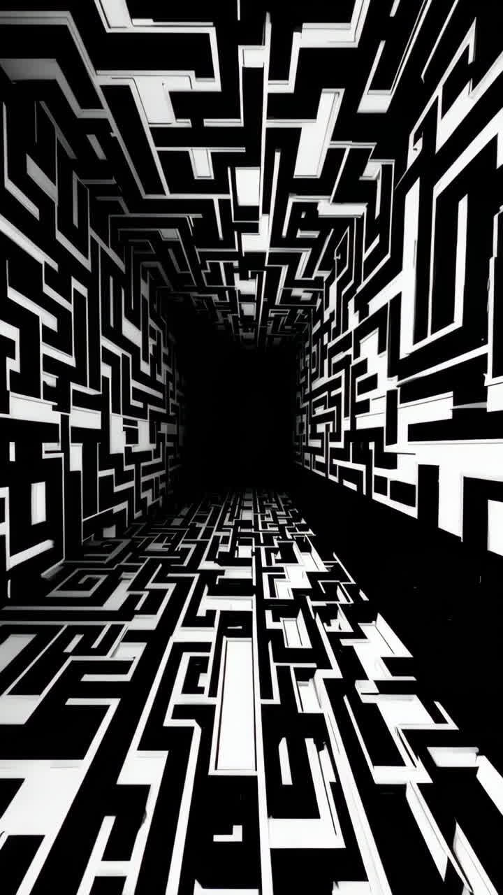 Abstract Black and White Geometric Tunnel