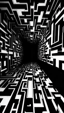 abstract black and white geometric tunnel