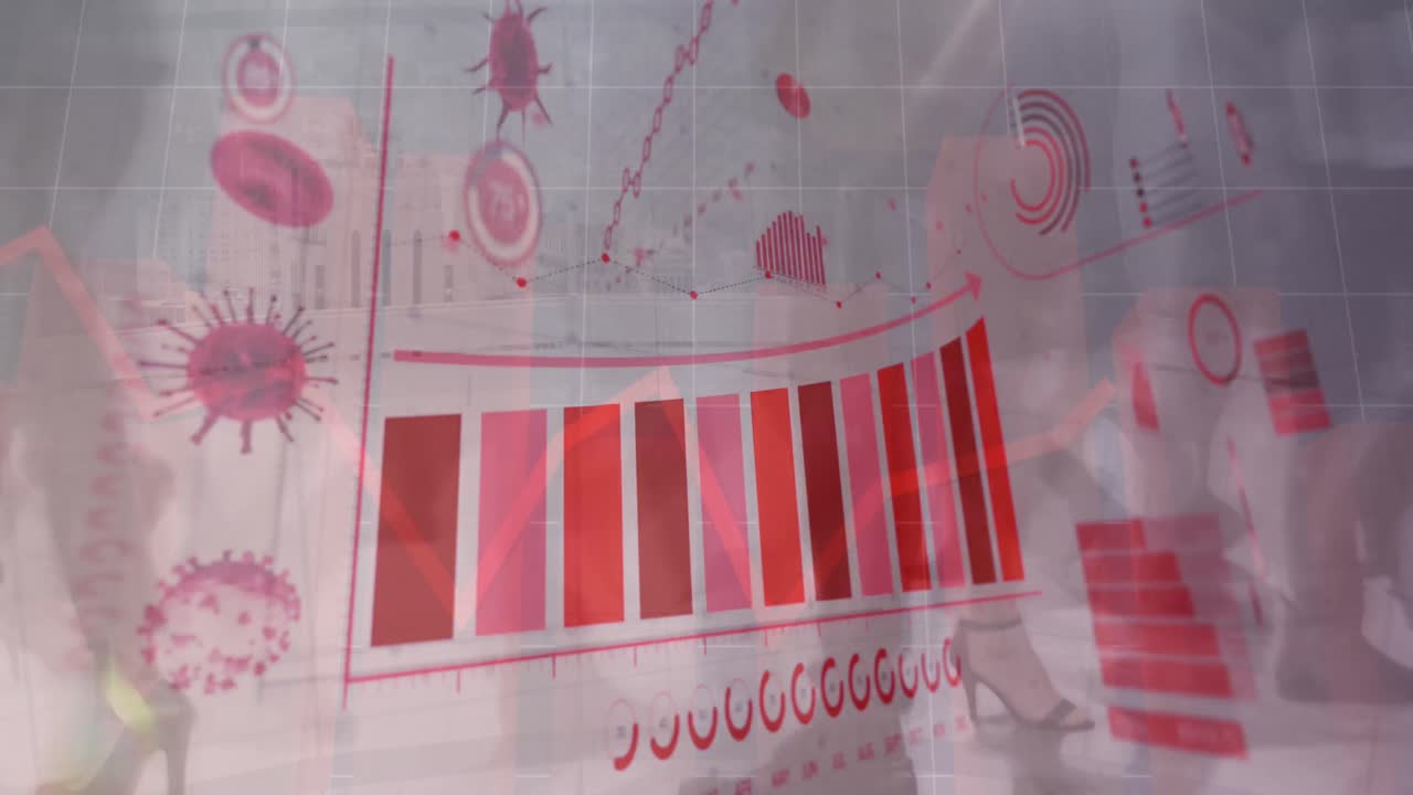 interfaz digital de coronavirus contra las personas que caminan