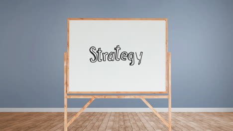 strategy text written on a white board