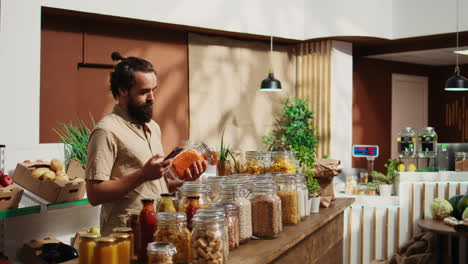 man checks online veggies are organic