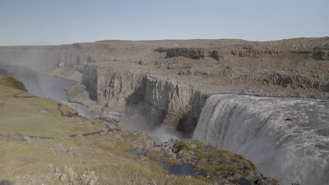 vast dettifoss waterfall under the clear icelandic sky