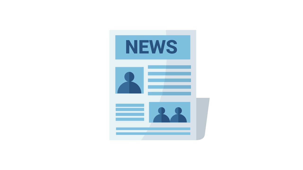Flat Design Animation of a Newspaper Appearing