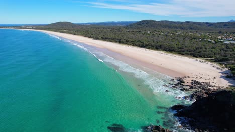 stunning view of maggies beach, cabarita, northern rivers, tweed shire, bogangar, new south wales, australia, aerial drone shot