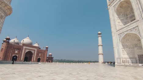 the taj mahal, 7 world wonders landmark. panning shot