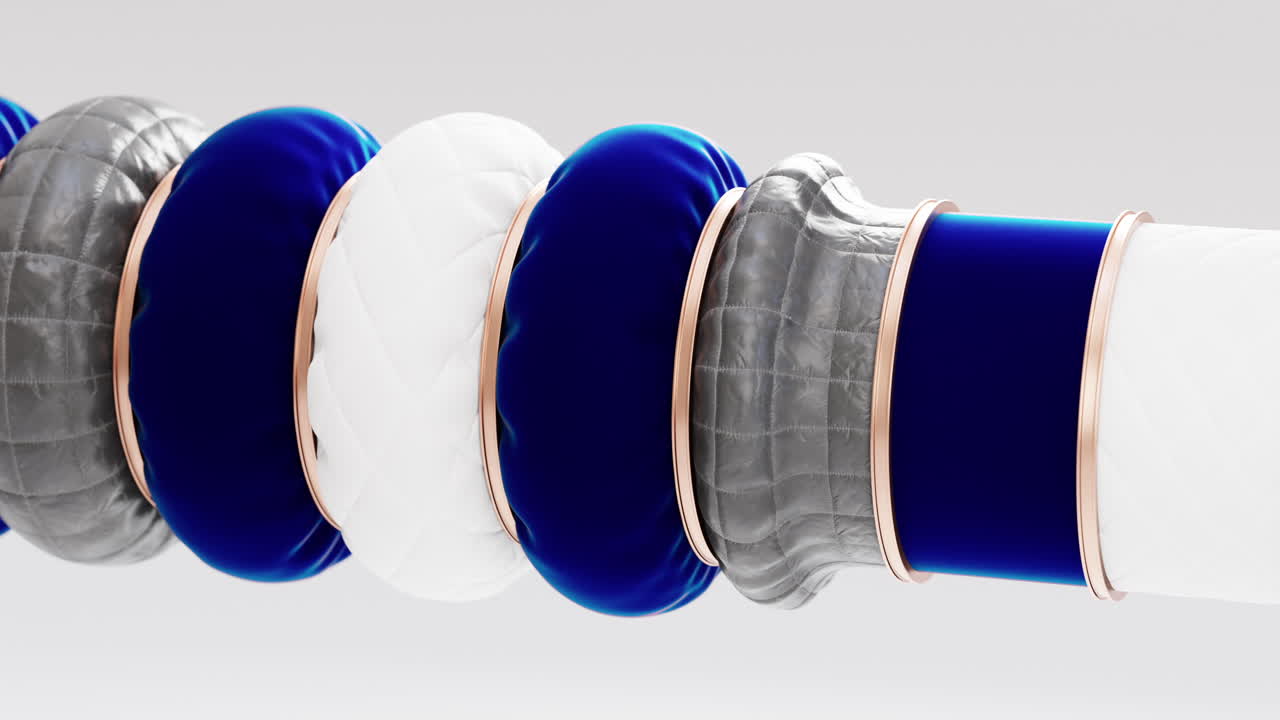 3D Satisfying loop animation of a bunch of tubes inflated with fabric texture