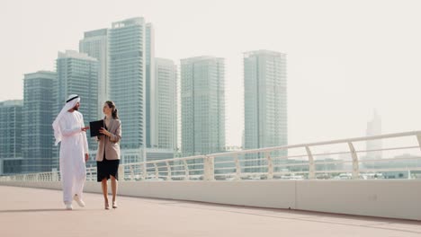 business discussion in dubai cityscape