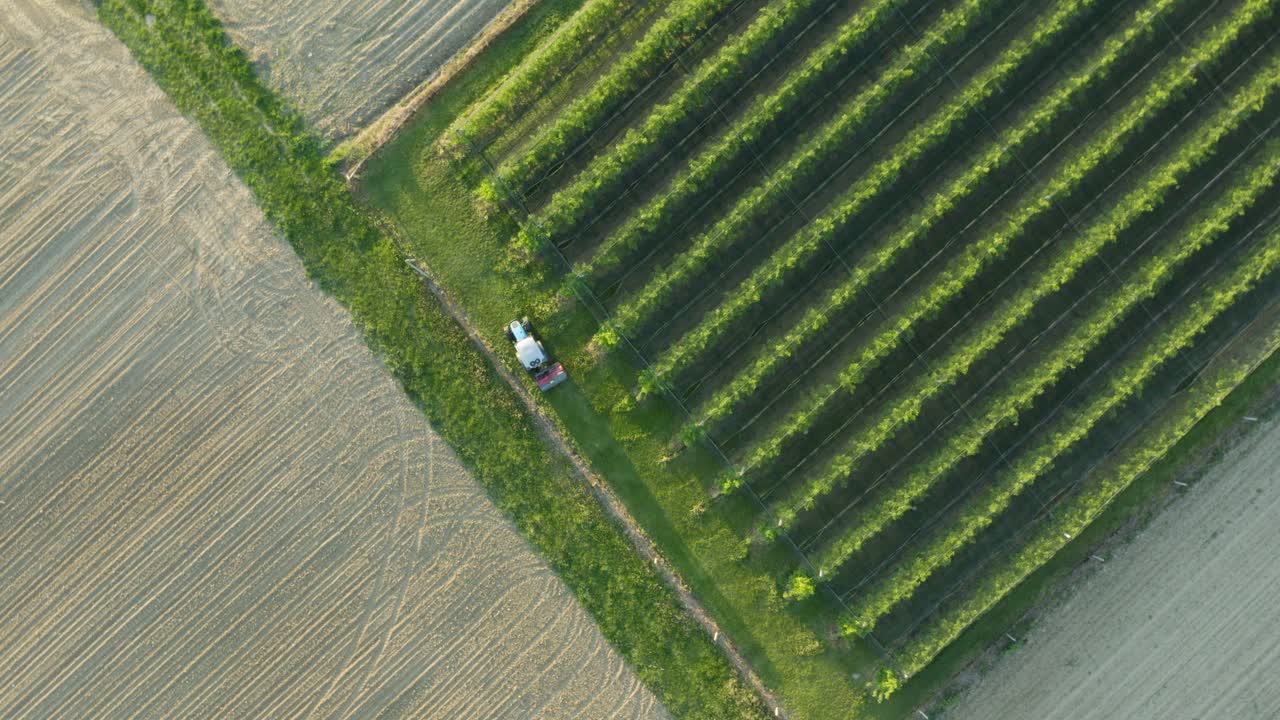 Aerial View of a Farm with Tractor