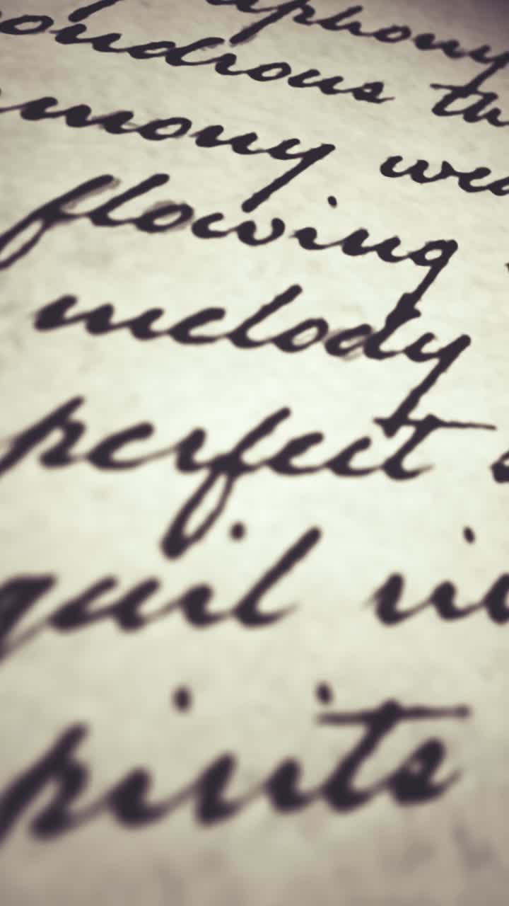 Close-up Panning Across Vintage Handwritten Text on Old Paper