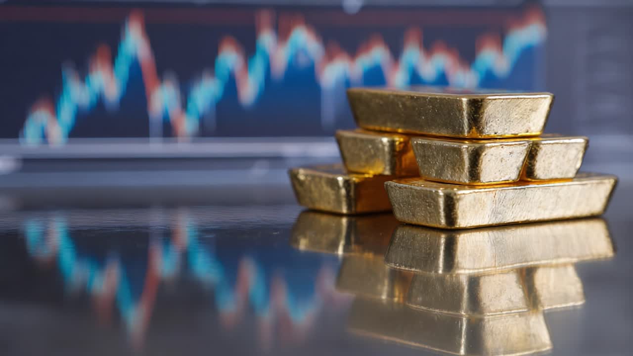 Intricate Display of Gold Bars Reflecting Market Trends: An Insight into Wealth and Investment Strategies in the Financial Sector Through Visual Representation