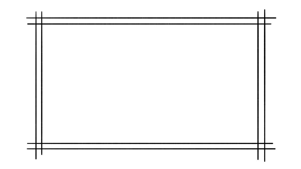 marco de dibujos animados dibujado a mano con dos líneas, diseño de borde animado