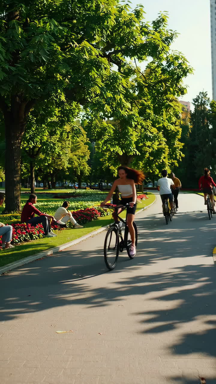 People enjoying recreational activities in a vibrant park