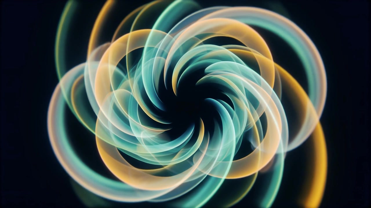 Loop Ipnotico di Forme Astratte Vorticose Ottanio e Arancioni