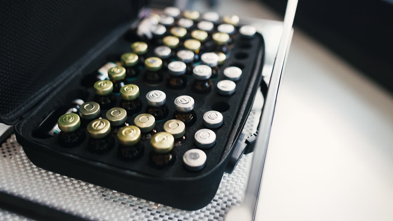 Close-up of Medical Vials in an Organized Storage Case