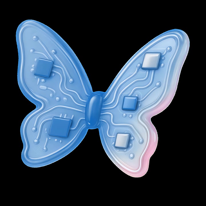 Animated Digital Butterfly with Glowing Circuit Board Wings