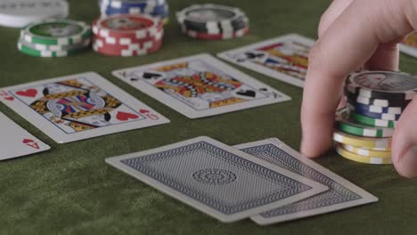 some demonstration of the steps in the poker game with closer view