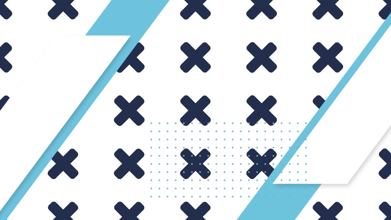 Moving sequence of white, grey blue and black shapes in fromation on white and black backgrounds
