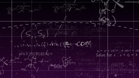 Animation-of-mathematical-equations-over-black-background