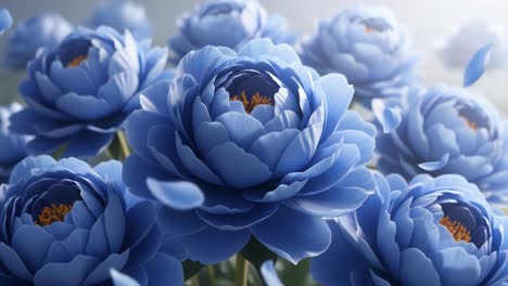 close-up of vibrant blue peonies in bloom