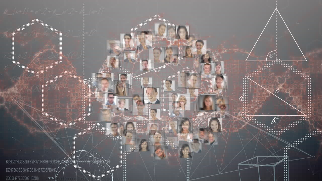 Animation of globe over dna strand, people photographs network of connection