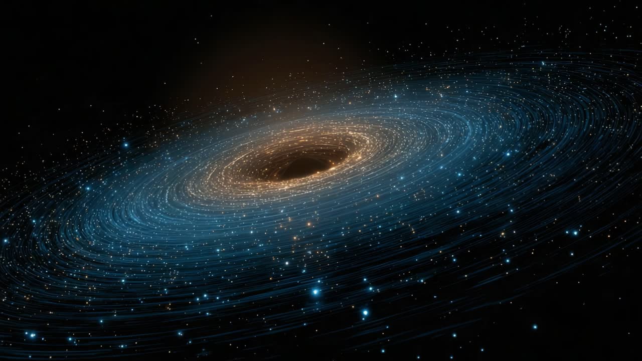 A Stunning Visualization of a Spiraling Galaxy, Capturing the Intricacies of Cosmic Matter and Beautiful Stellar Patterns in the Vastness of Space