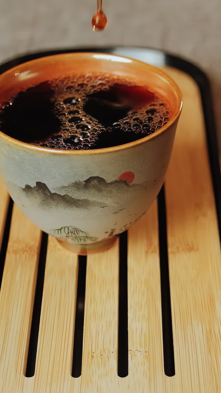 Tea Ceremony with Traditional Teacup and Pot