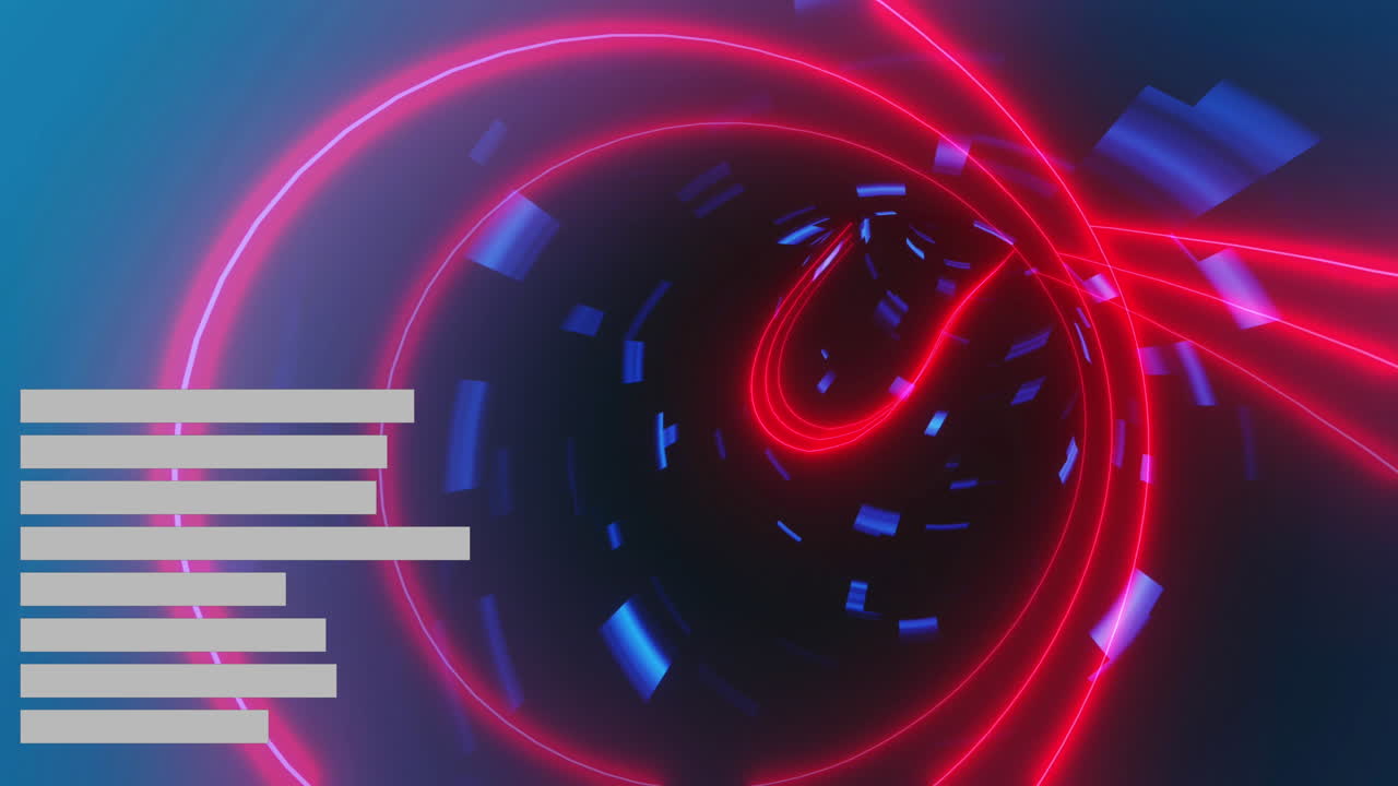 animación del procesamiento de datos estadísticos en un túnel de neón en un patrón sin costuras sobre fondo negro