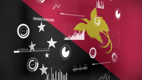 Animation-Der-Datenverarbeitung-über-Der-Flagge-Von-Papua-Neuguinea