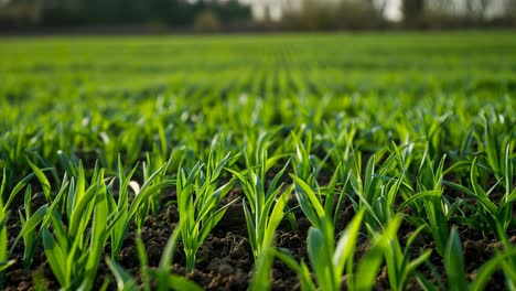 young wheat plants in a field