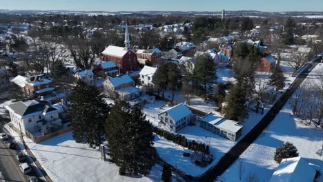 Aerial-shot-of-a-small-town-in-the-USA