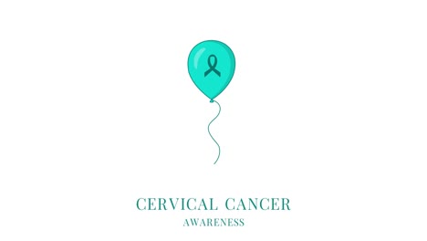 cervical cancer ribbon animation of teal balloon with ribbon