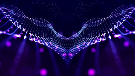 glow blue particles form lines, symmetrical structures like in microworld or cosmic space. 4k looped sci-fi 3d abstract background. for holiday presentations, ceremonies as vj loop motion design 9