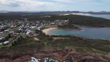 drone shot of boat harbour beach in new south wales, australia