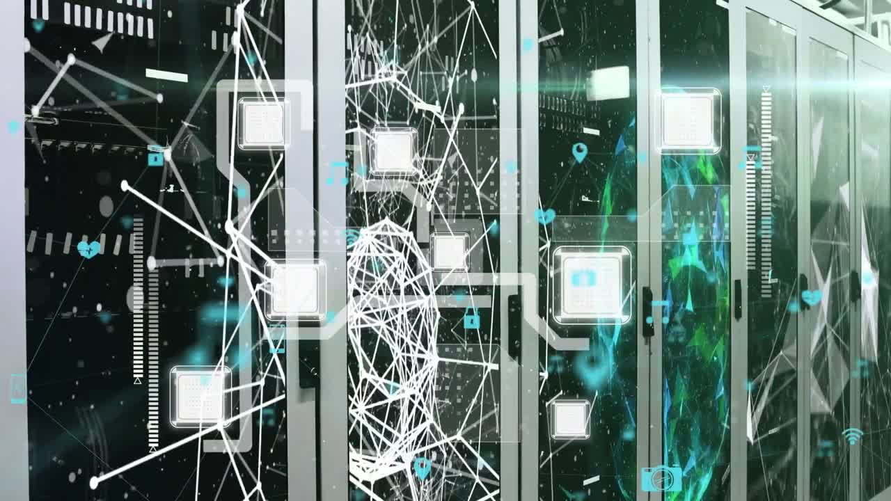 Animation of networks and data processing over computer servers