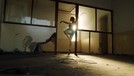female dancer in an empty warehouse