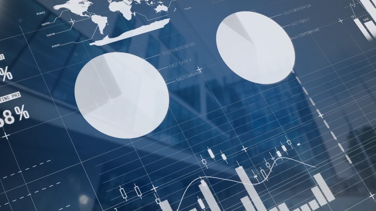 統計データ処理のアニメーション 高層ビルに対するグリッドネットワーク