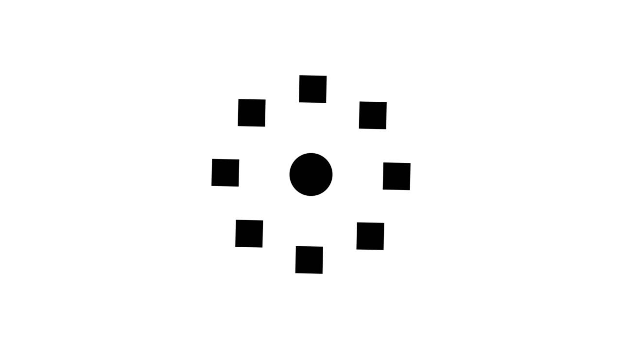 Abstract Loading Spinner Animation with Rotating Black Squares